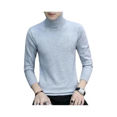 Imagem de Suéter Masculino De Gola Alta Slim Fit Para Outono E Inverno, Casual E
