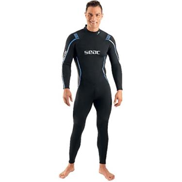 Imagem de SEAC Feel Man Roupa de mergulho de neoprene ultra elástica de 3 mm com zíper nas costas para mergulho, snorkel e mergulho livre, preto, grande