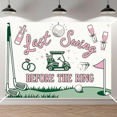 Imagem de BOMXOI Pano de fundo Last Swing Before The Ring para decoração de festa de despedida de solteira temática de golfe, noivado, casamento, chá de panela, 19 x 1,5 m