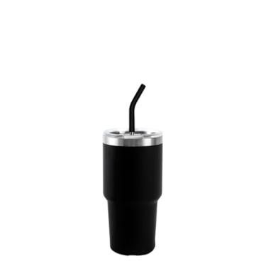 Imagem de Copo Térmico 600ml e 1200ml Aço Inox 304 - Isolante a Vácuo, Kit Completo com Canudo, Presente Premium(Preto-600ml)