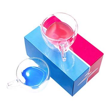 Imagem de Pacote com 2 copos de vidro de parede dupla, canecas de café transparente Kookia, xícaras de chá ou copo de uísque, 180 ml, em embalagem de presente para o dia dos namorados, casamento, aniversários e mais