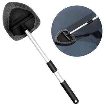 Imagem de Limpador de para-brisas de carro com alça telescópica, 2 almofadas de microfibra, ferramenta de limpeza de para-brisas macia substituível, reutilizável, lavável, escova de limpeza de janela de carro