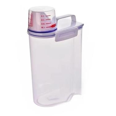 Imagem de Pote Armazenador Multiuso Hermético com Copo Medidor e Trava Para Sabão em Pó, Líquido, Amaciante(2000ml)