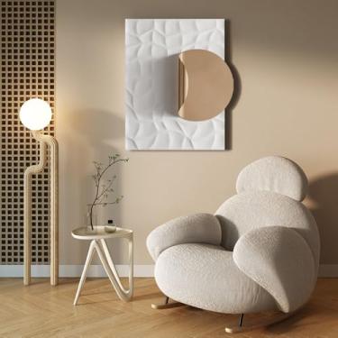 Imagem de Círculo geométrico abstrato decoração de parede de metal para sala de estar, arte de parede redonda moderna 3D esculturas de decoração de arte pintura para sala de jantar, quarto, escritório, banheiro