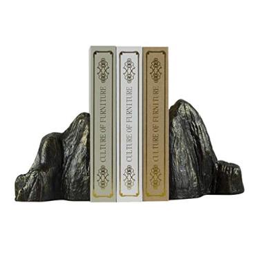 Imagem de Suportes de livros Resina Simulação Rock Bookends Sala de Estar Escritório Decoração de Mesa - 1 Par - 2 a 1,4 kg Bookend (Cor: Preto)