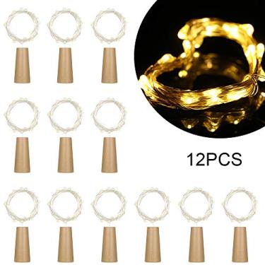 Imagem de 12 Pacotes de Luzes Fada Fio Cobre 20 LED 2Metros Flexíveis Plegáveis Tapão Garrafa Lâmpada Ambiente IP65 Água 4 5V 1 2W para Decoração Feriado Festiv