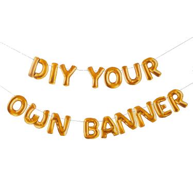 Imagem de Conjunto de guirlanda de cartolina estilo carta de balão dourado DIY de 2,7 m - 130 peças