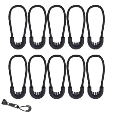 Imagem de ArrErr Pacote com 10 mochilas para laptop com zíper de substituição com alças de borracha antiderrapantes, zíperes, alça de puxar, puxador de cabeça com zíper para mochila tática militar, mochila de