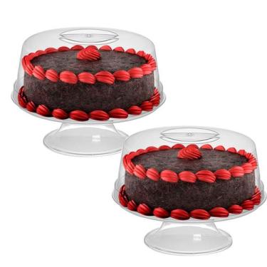 Imagem de Kit Com 2 Porta Bolos Boleiras Acrílico Com Pedestal Pequeno - 3T