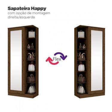 Imagem de Sapateira 1 Porta com Espelho Happy Espresso Móveis Castanho