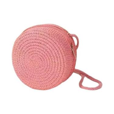 Imagem de Bolsa Transversal Minimalista De Palha Para Mulheres, Estilo Redondo, 