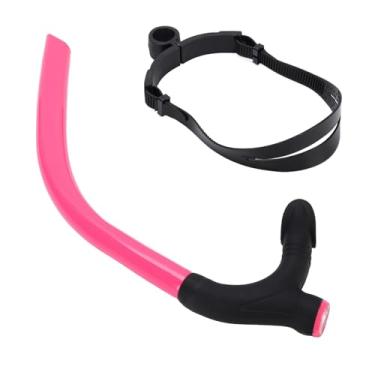 Imagem de Fabater Tubo de Respiração de Natação Com Alça, Snorkel de Treinamento Frontal de Pvc Durável para Iniciantes, Confortável de Usar para Adultos, Bocal de Silicone (Rosa)