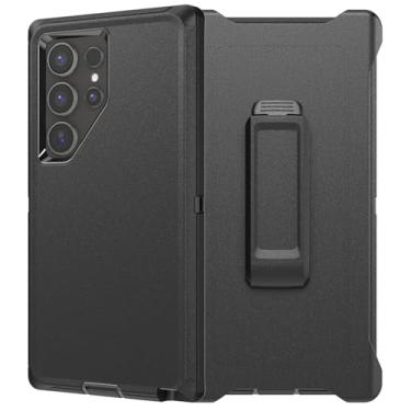 Imagem de YmhxcY Capa da série Defender para Samsung Galaxy S24 Ultra, robusta e durável, camada segura à prova de choque de nível militar, com proteção de porta, inclui clipe de suporte para coldre para S24