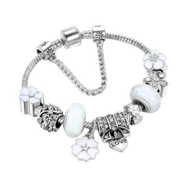 Imagem de Pulseira De Pérolas De Vidro Coloridas DIY Joias Moda Retrô Design Flo