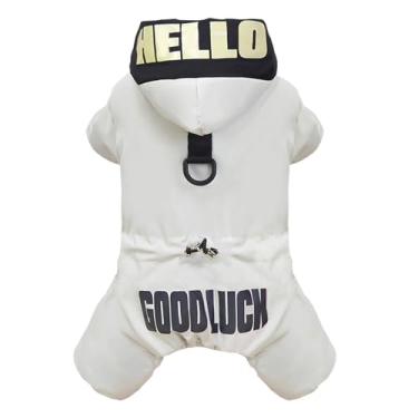 Imagem de Izefia Casaco para cães, macacão à prova de vento, para clima frio, jaqueta de 4 pernas, boa sorte, roupas grossas de inverno, impermeável, à prova de neve, casaco de algodão para cães pequenos, gatos