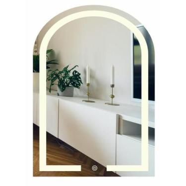 Imagem de Espelho Oval Penteadeira 3 tons de Led, Jateado Botão Touch e Fonte Sl