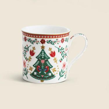 Imagem de Caneca Folk Joy Porcelana 300ml - Acasa Branco