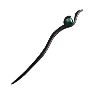 Imagem de Grampo De Cabelo Magnolia De Vidro Transparente Com Franjas De Madeira