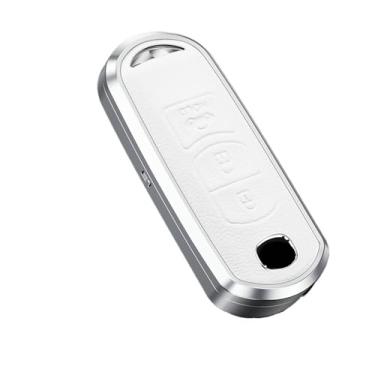 Imagem de Capa de couro para chave de carro, acessórios compatível com Mazda 2 3 6 Atenza Axela Demio CX-5 CX5 CX-3 CX7 CX-9 2015 2016 2017 2018(3 Button White)