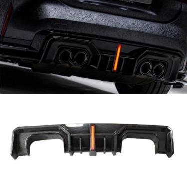 Imagem de Spoiler de para-choque traseiro de carro difusor labial modificação peça compatível com M3 M4 G80 G82 2021+ capa protetora de para-choque acessórios para carro (borda de aparência de carbono)