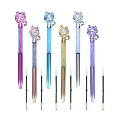 Imagem de AIYAYI Conjunto de canetas esferográficas de metal cristal diamante glitter para diário, tinta azul, coisas bonitas, artigos de papelaria extravagantes, presentes para mulheres, meninas, aniversário
