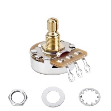 Imagem de Banworks Potenciômetros de latão A250K M8 Thread tamanho completo para guitarras métricas, eixo curto dividido de 18 estrias (comprimento de 15 mm) para Epiphone Les Paul LP/SG Squier Strat/Tele 1
