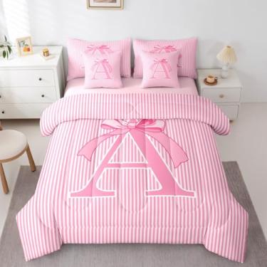 Imagem de Feelyou Conjunto de edredom com laço rosa, 7 peças, Queen, com laço de princesa sonhadora, para crianças, meninos, meninas, personalizado, cama em saco, microfibra macia