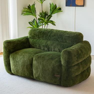 Imagem de MAXYOYO Cadeira de pufe gigante para adultos, sofá ultramacio e fofo, sofá de chão grande para sala de estar, quarto, cadeira de leitura aconchegante com enchimento, verde
