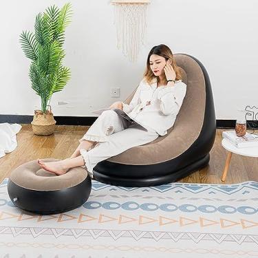 Imagem de Conjunto de sofá inflável portátil, cama de dormir inflável confortável para acampamento ao ar livre, viagem, escritório, intervalo do meio-dia, sofá inflável, café opcional 1,16 (Azul)