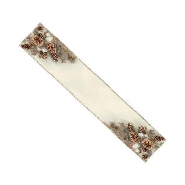 Imagem de Caminho De Mesa De Natal Em Poliéster Com Pinhas Vermelhas, Decoração 