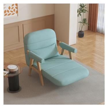Imagem de Sofá-cama moderno, com apoio de braço, dorminhoco moderno com encosto ajustável, sofás conversíveis para salas de estar, escritórios, espaços pequenos, cadeira de dormir plana (azul, 80 cm)