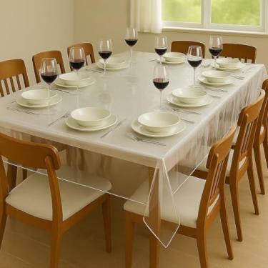 Imagem de Toalha de Mesa Plástica Transparente Grossa PVC Cristal Impermeável Térmica para Mesa 4 6 8 Lugares Proteção Contra Calor e Manchas(8 Lugares (2.50mX1.40m))