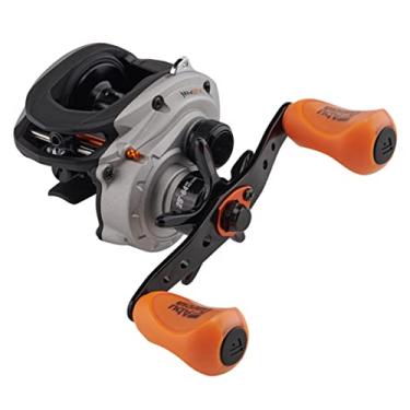 Imagem de Abu Garcia Carretel de perfil baixo MAX STX, carretel de pesca, carretel baitcast de perfil baixo, pesca de predador, lúcio, poleiro, zander, unissex, cinza/laranja, LP | Mão esquerda