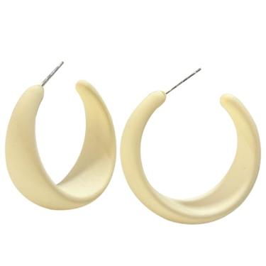 Imagem de RofYof Brincos de argola redondos pequenos de acrílico para mulheres, argolas abertas, leves, cor doce, brincos de argola grossa, joias para presente, Small, Acrílico, Sem pedra preciosa