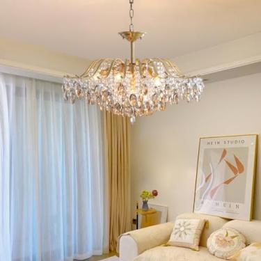 Imagem de Lustre de cristal moderno, luminária pendente de cristal K9 transparente, luminária de teto elegante, luminária de embutir para sala de estar, sala de jantar e quarto (50 cm)