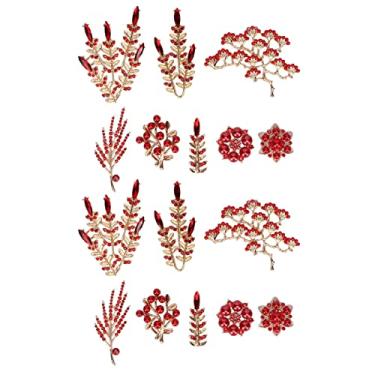 Imagem de SIWOTED 16 peças enfeites de pérolas e diamantes botões de flores pingentes de liga para fazer joias casamento roupas faça você mesmo sapatos costurar artesanato vermelho