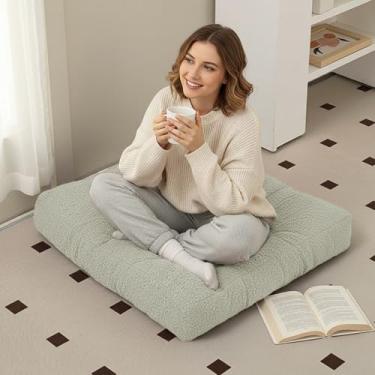 Imagem de Almofada de Chão em Tecido Teddy - Assento de Cadeira Tipo Futon Grosso em Sherpa para Yoga, Meditação e Decoração - Almofada Quadrada Macia e Felpuda(Cinza,45x45cm 1Pc)