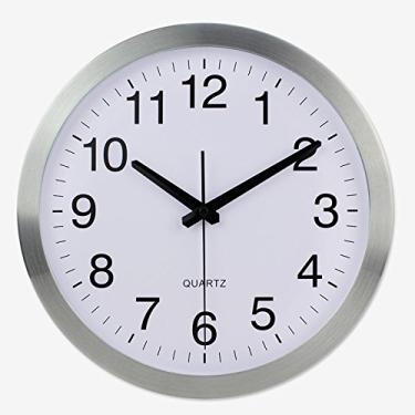 Imagem de Relógio de Parede Redondo Metal Decoração Simples para Casa Hotel Quarto Silencioso Sala Estar