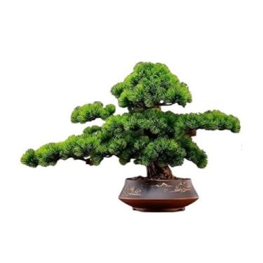 Imagem de Bonsai artificial simulação de pinheiro bem-vindo entrada desktop bonsai interior plantas falsas decoração hotel showroom paisagismo árvore bonsai artificial