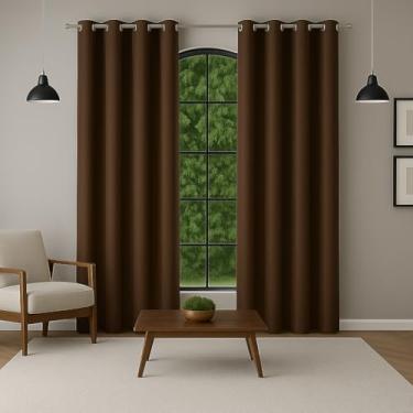 Imagem de Cortina 3,00 x 2,50 - Decoração Quarto, Sala, Escritório Janela Inteira com Ótimo Caimento (MARROM)