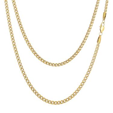 Imagem de Colar de corrente de elos cubanos para homens e mulheres, banhado a ouro, prata, preto, aço inoxidável, grosso, colar hip hop, 3 mm/4 mm/5 mm/6 mm/7 mm/8 mm de largura, 45 a 66 cm, joias duráveis