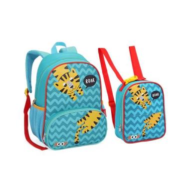 Imagem de Conjunto Mochila Infantil Seanite Zoop 13' Lancheira, Tigre
