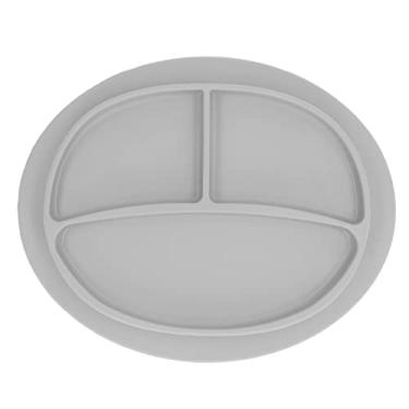 Imagem de TOPINCN Pratos para Crianças, Placa de Sucção para Bebês, Prato Infantil de Silicone Antiderrapante Com Design Dividido para Refeições Infantis, Laváveis ​​na Máquina de Lavar Louça, Sem (Cinza)
