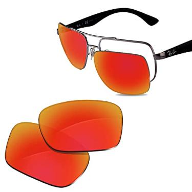 Imagem de Glintbay Lentes de óculos de sol de substituição 100% precisas para RayBan RB3483 60 mm - Espelhado vermelho fogo polarizado
