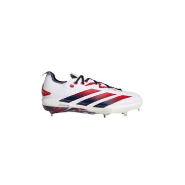 Imagem de adidas Tênis de beisebol masculino Adizero Electric+ 2.0 BSB EUA, Branco/Team Navy Blue/Team Collegiate Red, 40