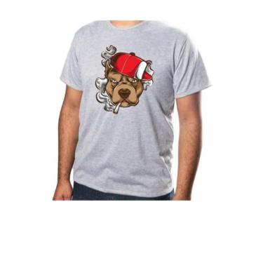 Imagem de Camiseta Personalizada Desenho Pit Bull Boné Tecido 100% Poliéster - N