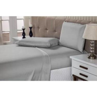 Imagem de Jogo De Lençol Casal Linha Charme Cama Box 3 Peças Cinza