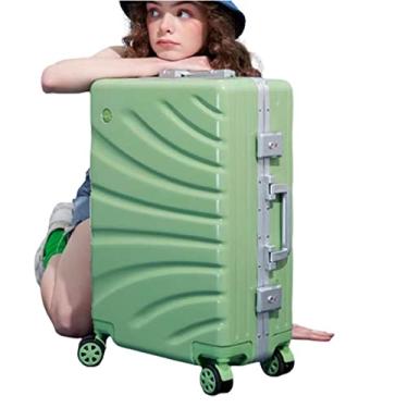 Imagem de Mala de viagem com rodas universais silenciosas e silenciosas, moldura de alumínio de grande capacidade, design de trava dupla, bagagem removível, Verde, 48*34*22CM