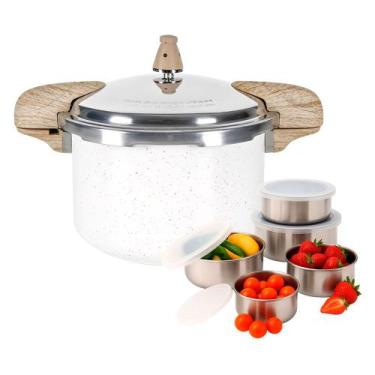 Imagem de Panela De Pressão Indução 5,4 Litros Brinox Ceramic Life Vanilla Com J