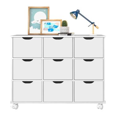 Imagem de Nicho Organizador C/ 9 Gavetas C/ Rodízio Q01 Branco/Branco